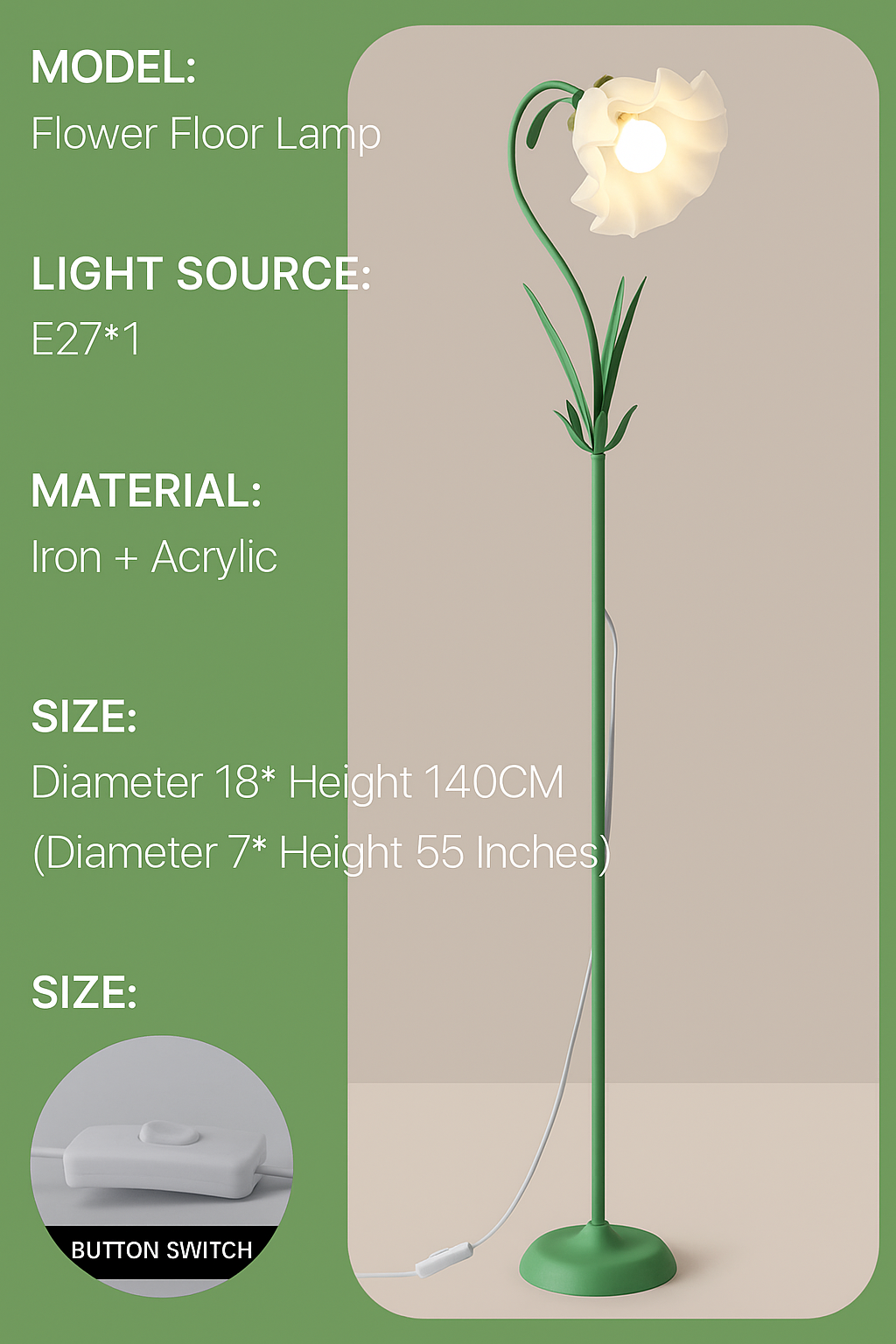 American Pastoral Flower Floor Lamp